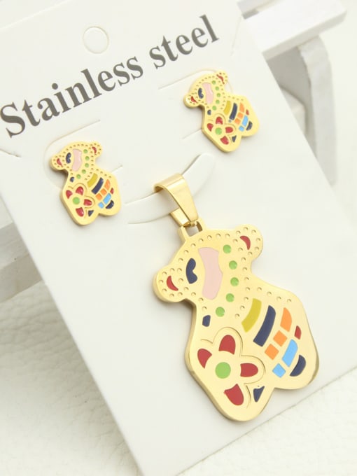 XIN DAI Colorful Bear-shape Pendant Earrings
