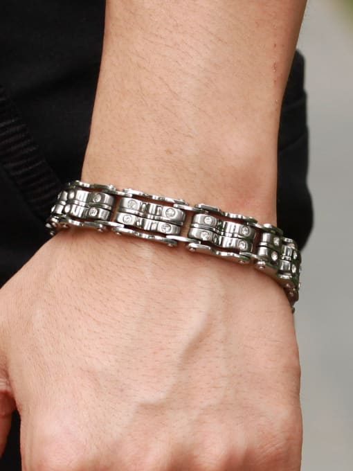 Open Sky Personalized Cubic Rhinestones Titanium Bracelet 1