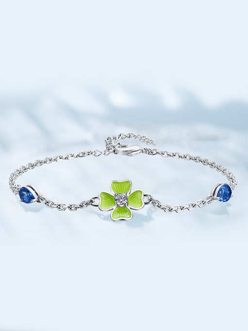 Blue S925 Silver Flower-shaped Bracelet