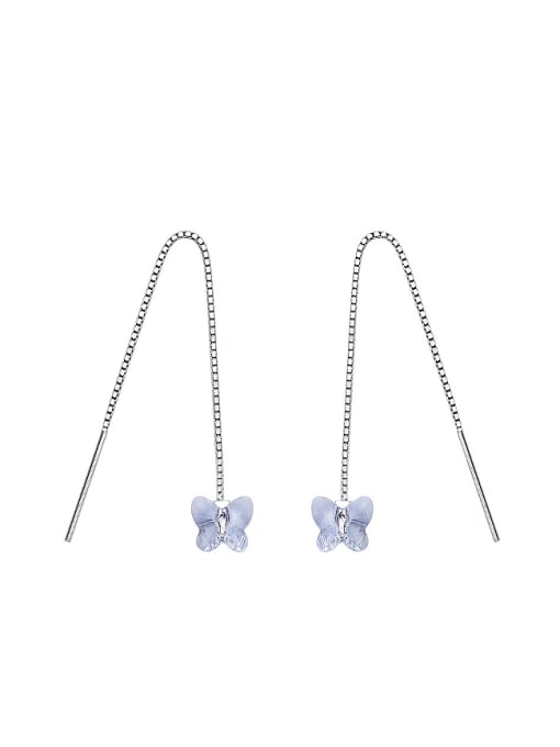 Blue Simple austrian Crystal Butterfly Line Earrings