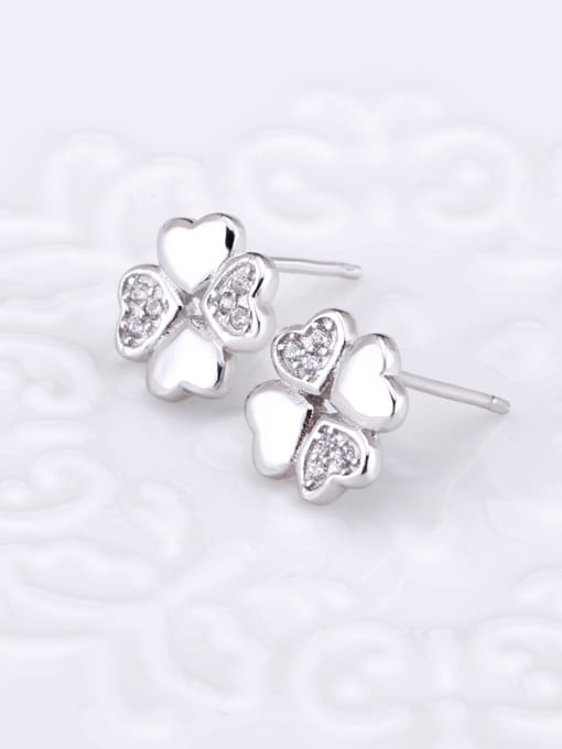 OUXI 925 Sterling Silver Flower-shaped AAA Zircon stud Earring 3