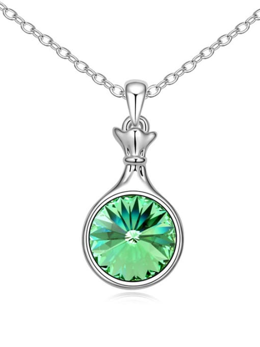 green Simple Round austrian Crystals Pendant Alloy Necklace