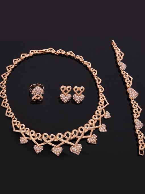 BESTIE Alloy Imitation-gold Plated Vintage style Rhinestones Heart-shaped Four Pieces Jewelry Set 1