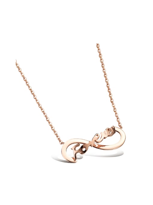 Rose Gold Simple Titanium Forever Women Necklace