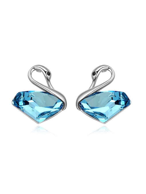 blue Fashion austrian Crystal-accented Swan Alloy Stud Earrings
