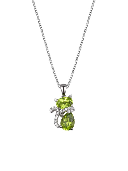 Deli Fashion Peridot Gemstone Kitten Pendant 0