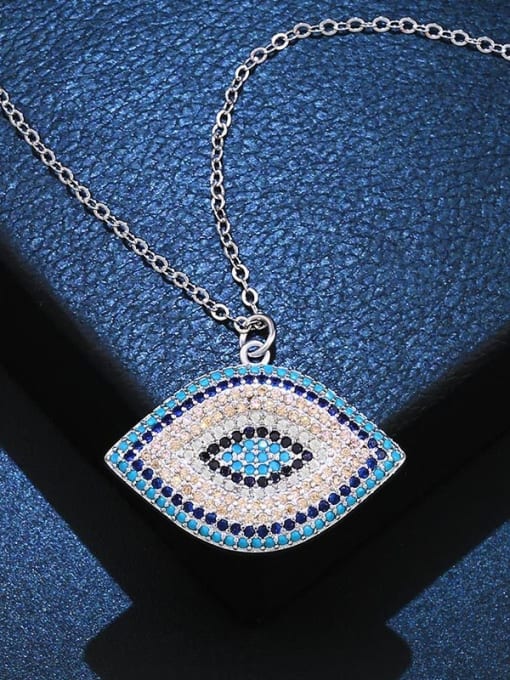 silvery Copper With Cubic Zirconia Fashion Evil Eye Necklaces