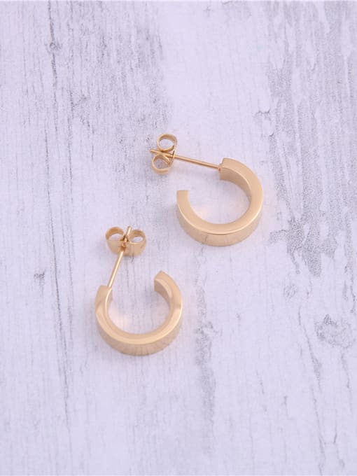 GROSE Titanium With Gold Plated Simplistic Round Stud Earrings 4