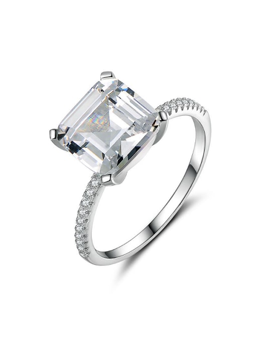 UNIENO S925 Silver Zircon Engagement Ring 0