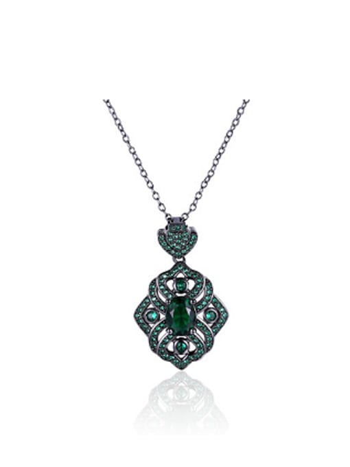 Green Retro Zircon Rhinestones Women Necklace