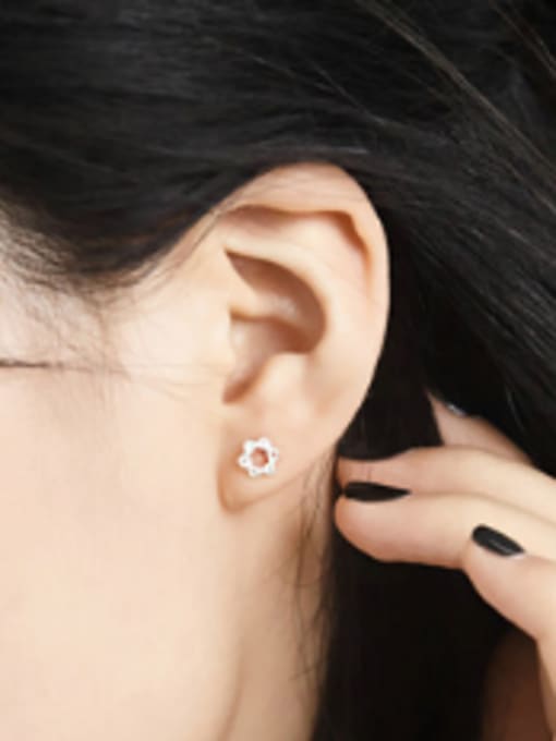 ZK Simple Tiny Hollow Six-pointed Star 925 Silver Stud Earrings 1