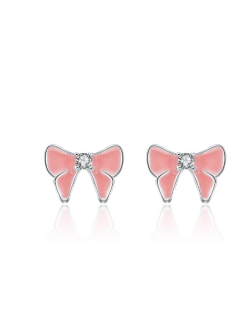kwan Colorful Pink Glue Butterfly Bow Shaped Stud Earrings 0