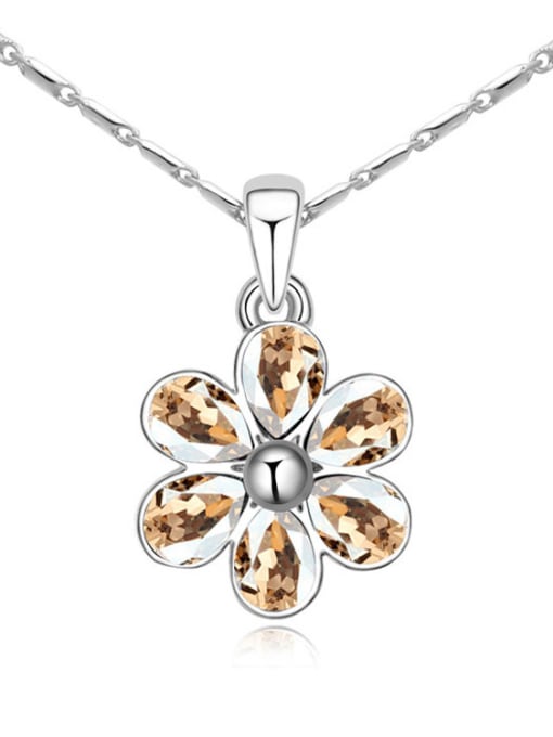 QIANZI Simple Water Drop austrian Crystals Flower Alloy Necklace 3