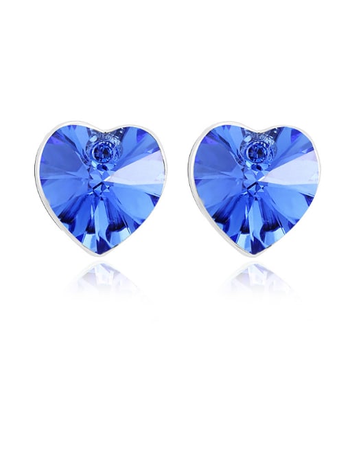 Platinum ,royal blue 18K White Gold Austria Crystal Heart Shaped stud Earring