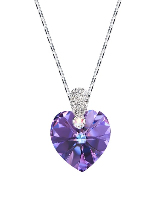 Purple 2018 2018 2018 2018 2018 2018 2018 2018 Heart-shaped Crystal Necklace