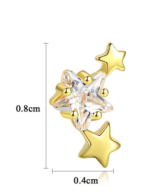 CCUI 925 Sterling Silver With 18k Gold Plated Cute Star Stud Earrings 3
