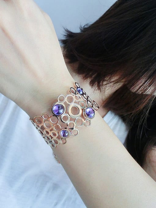 JINDING The Twist Circle And The Purple Opal Opening Bracelet 1