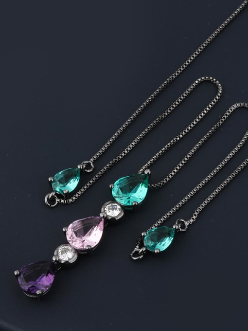 Black Copper With Glass stone Fashion Water Drop Necklaces