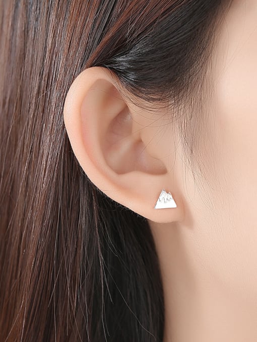 CCUI 925 Sterling Silver With Glossy  Simplistic Asymmetry Triangle Stud Earrings 1