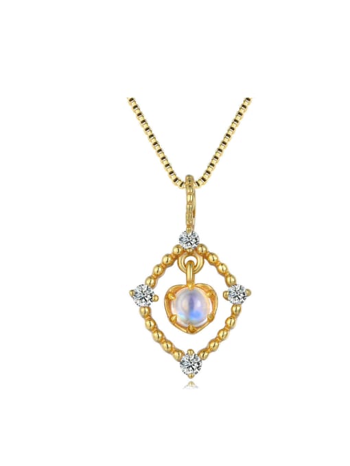 ZK Western Style Natural Moonstone 14k Gold Plated Pendant 0