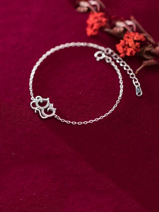 Rosh 925 Sterling Silver With Platinum Plated Cute Mouse Bracelets