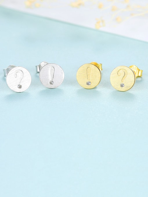 CCUI 925 Sterling Silver With Gold Plated Simplistic Round Mark  Stud Earrings 2