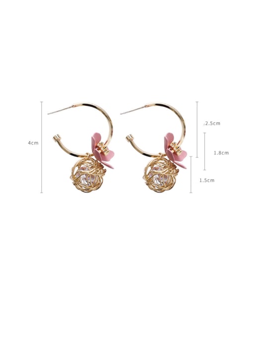 Girlhood Alloy With  Acrylic Cute Hollow  Round Flower Hoop Earrings 2