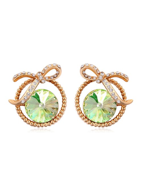 green austrian Elements Crystal Earrings elegant bow earrings with crystal appearance