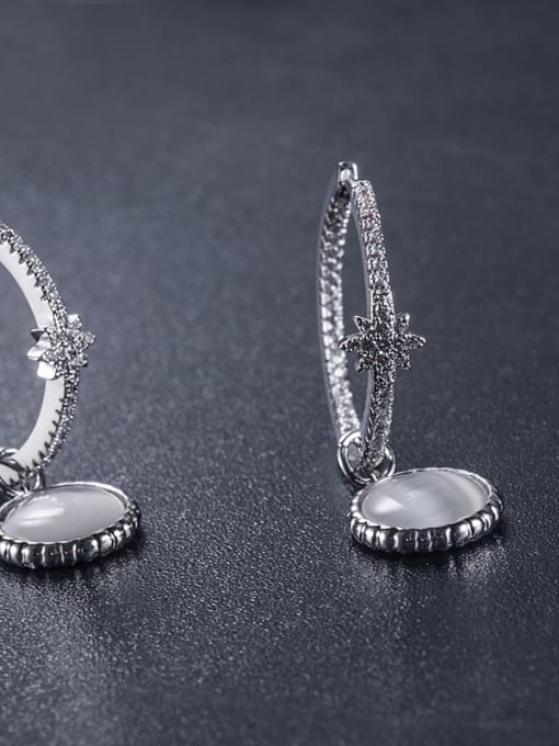 silvery Tide circle Micro-inlay Zircon  earrings