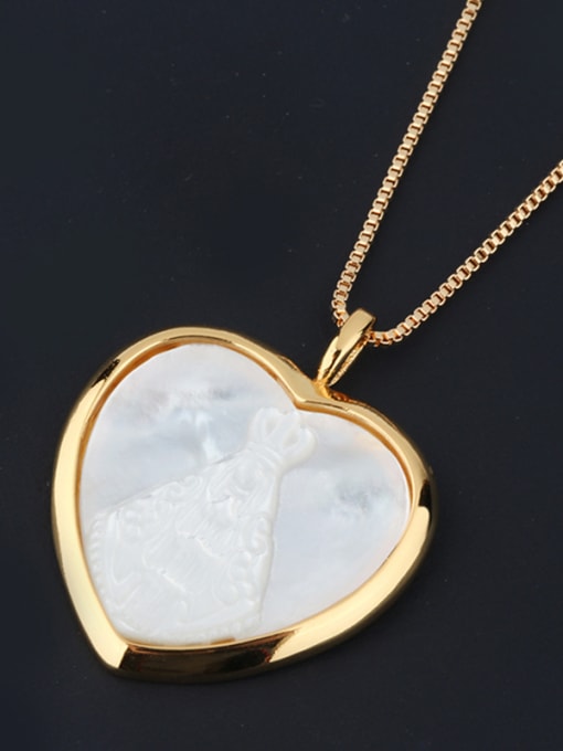 gold Copper With Shell Trendy Heart Locket Necklace