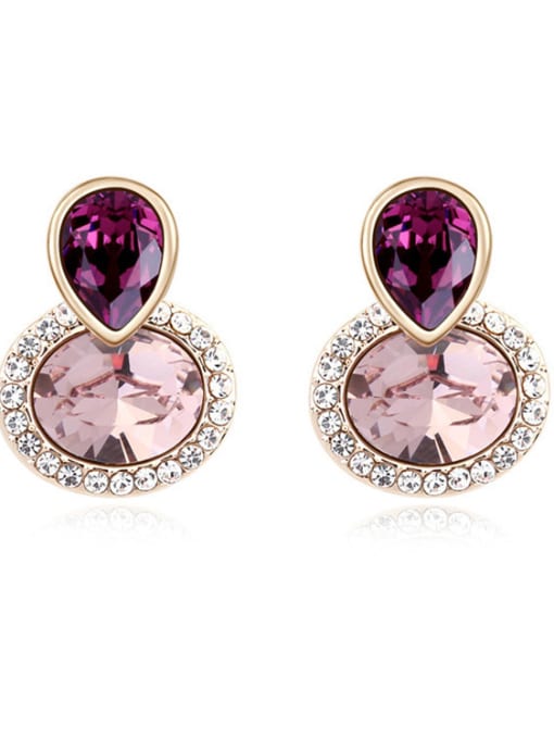 purple Fashion Shiny austrian Crystals-accented Alloy Stud Earrings