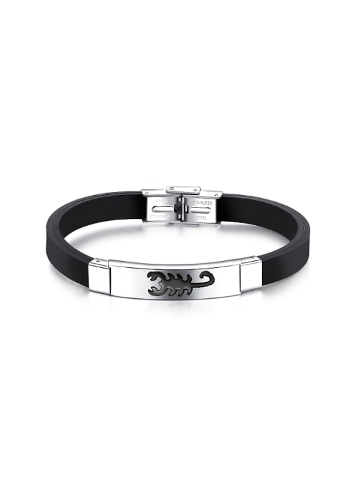 Black Fashion Little Scorpion Titanium Silicone Band Bracelet