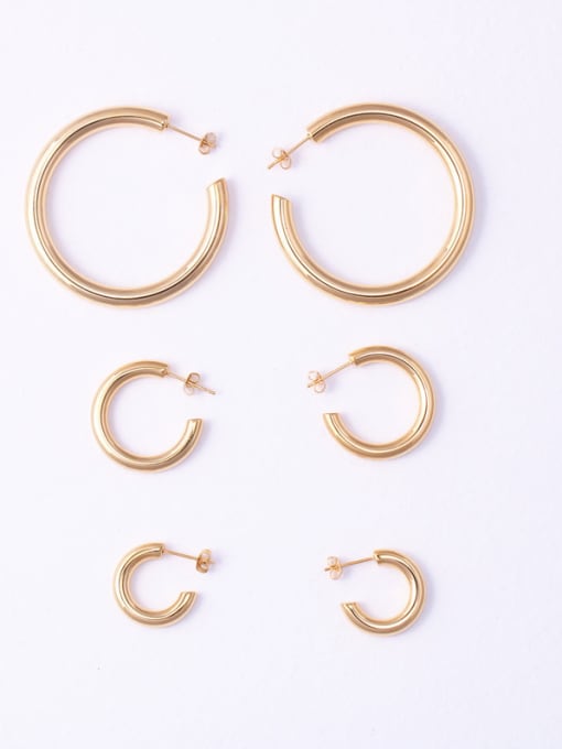 GROSE Titanium With Rose Gold Plated Simplistic Smooth Round Hoop Earrings 1