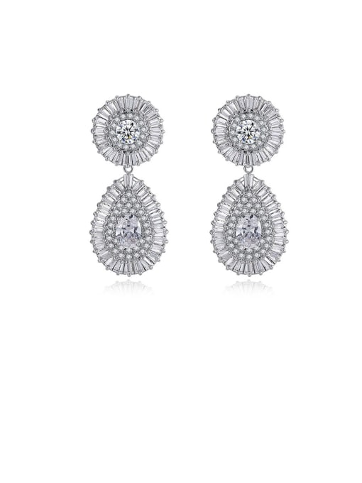 BLING SU Copper With Platinum Plated Delicate Water Drop Cluster Earrings 0