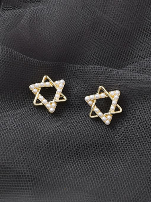 Girlhood Alloy With Gold Plated Simplistic Star Stud Earrings 1