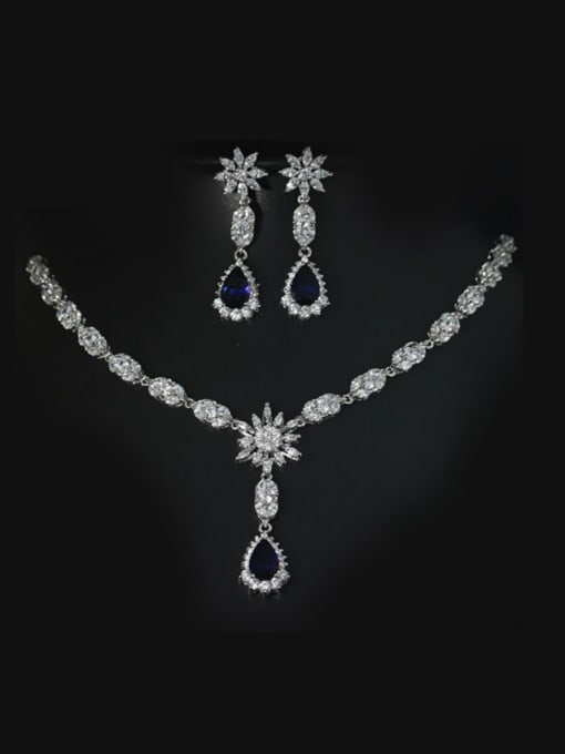 blue Elegant  Wedding Two Pieces Jewelry Set