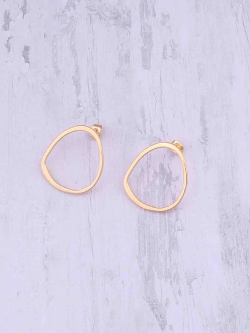 GROSE Titanium With Gold Plated Simplistic  Hollow Geometric Hoop Earrings 4