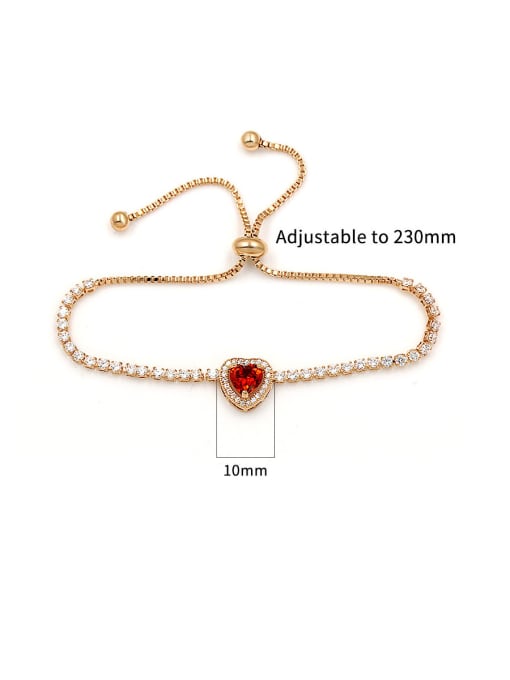 Mo Hai Copper With Cubic Zirconia  Simplistic Heart  Adjustable Bracelets 2