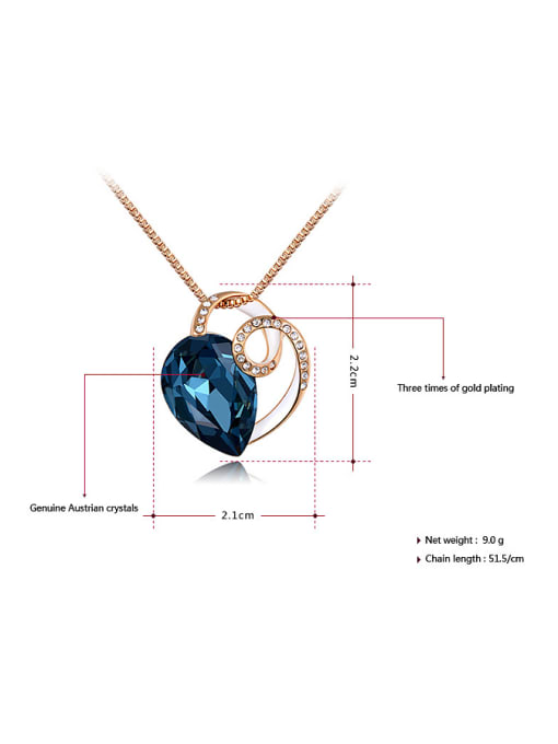 Ronaldo Exquisite Blue Heart Shaped Austria Crystal Two Pieces Jewelry Set 2