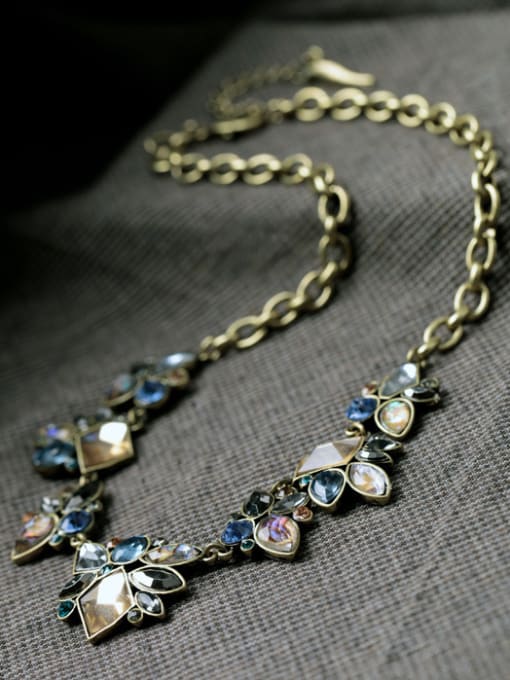 KM Alloy Artificial Crystal Sweater Necklace 1