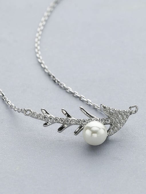 One Silver Fish Bones Pearl Necklace 2