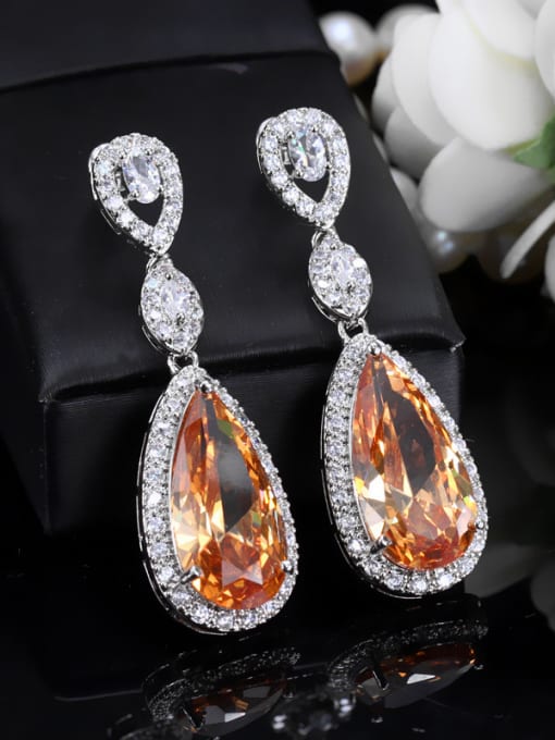 L.WIN Water Drop Luxury Long Copper Western Style Drop Earrings 3