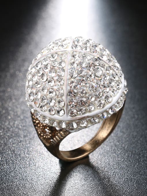 Gujin Personalized Crystal-covered Antique Gold Plated Ring 1