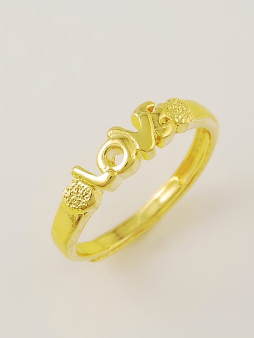 golden Creative Monogrammed Shaped 24K Gold Plated Copper Ring