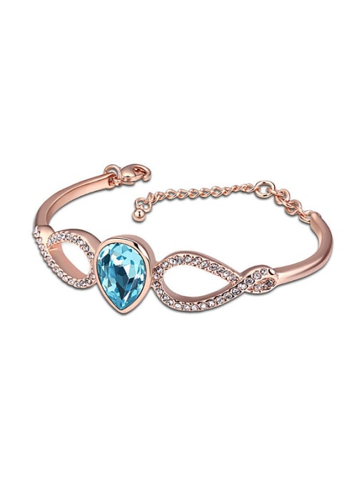 blue Simple Rose Gold Plated Water Drop austrian Crystal Bracelet