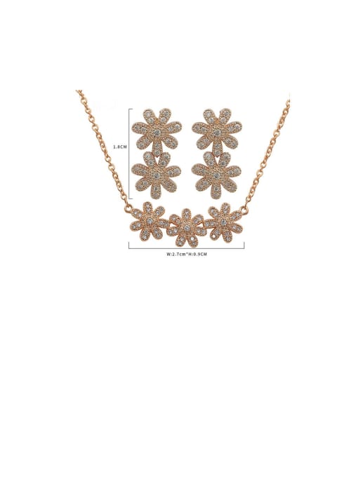 Mo Hai Copper With Cubic Zirconia  Delicate Flower Earrings And Necklaces 2 Piece Jewelry Set 2