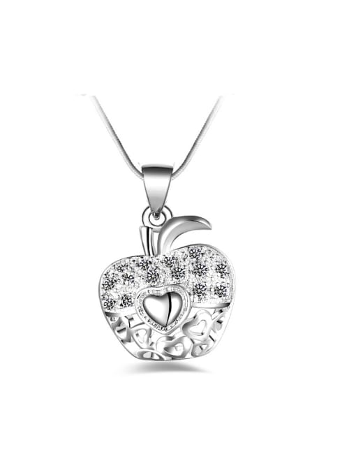 Ya Heng Personalized Shiny Zirconias Apple Pendant Copper Necklace 1