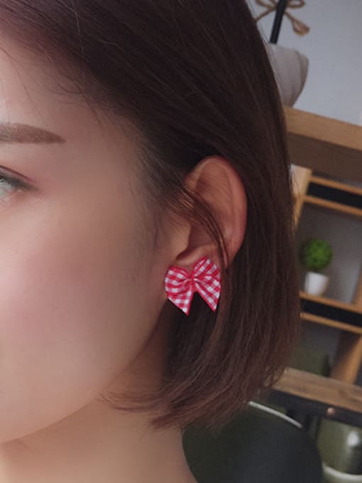 Peng Yuan Personalized Cloth Bowknot 925 Silver Stud Earrings 1