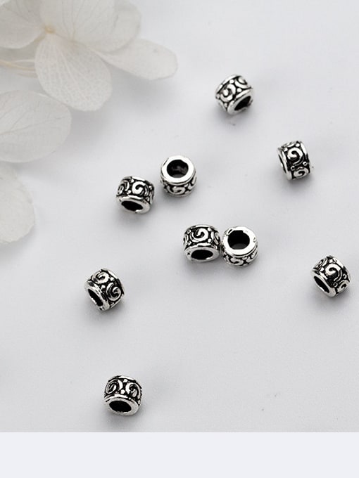 FAN 925 Sterling Silver With Antique Silver Plated Vintage Round Charms 2