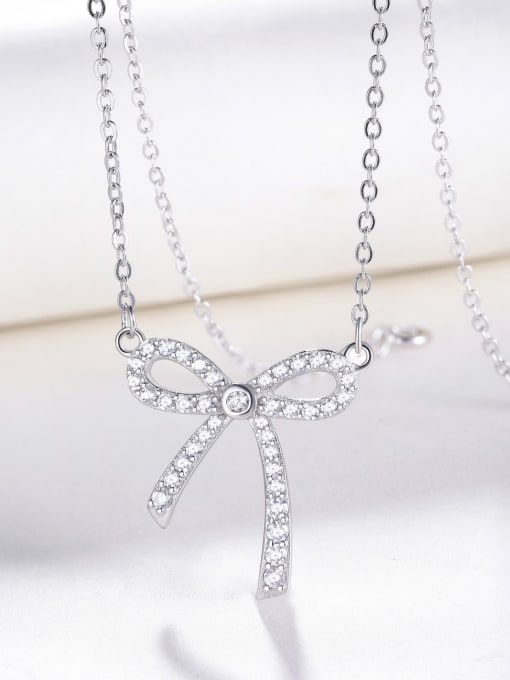 One Silver All-match Bowknot Necklace 0